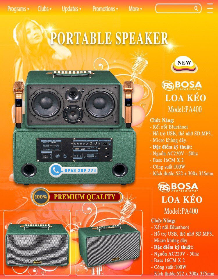 LOA KARAOKE DI ĐỘNG BOSA PA400 XANH